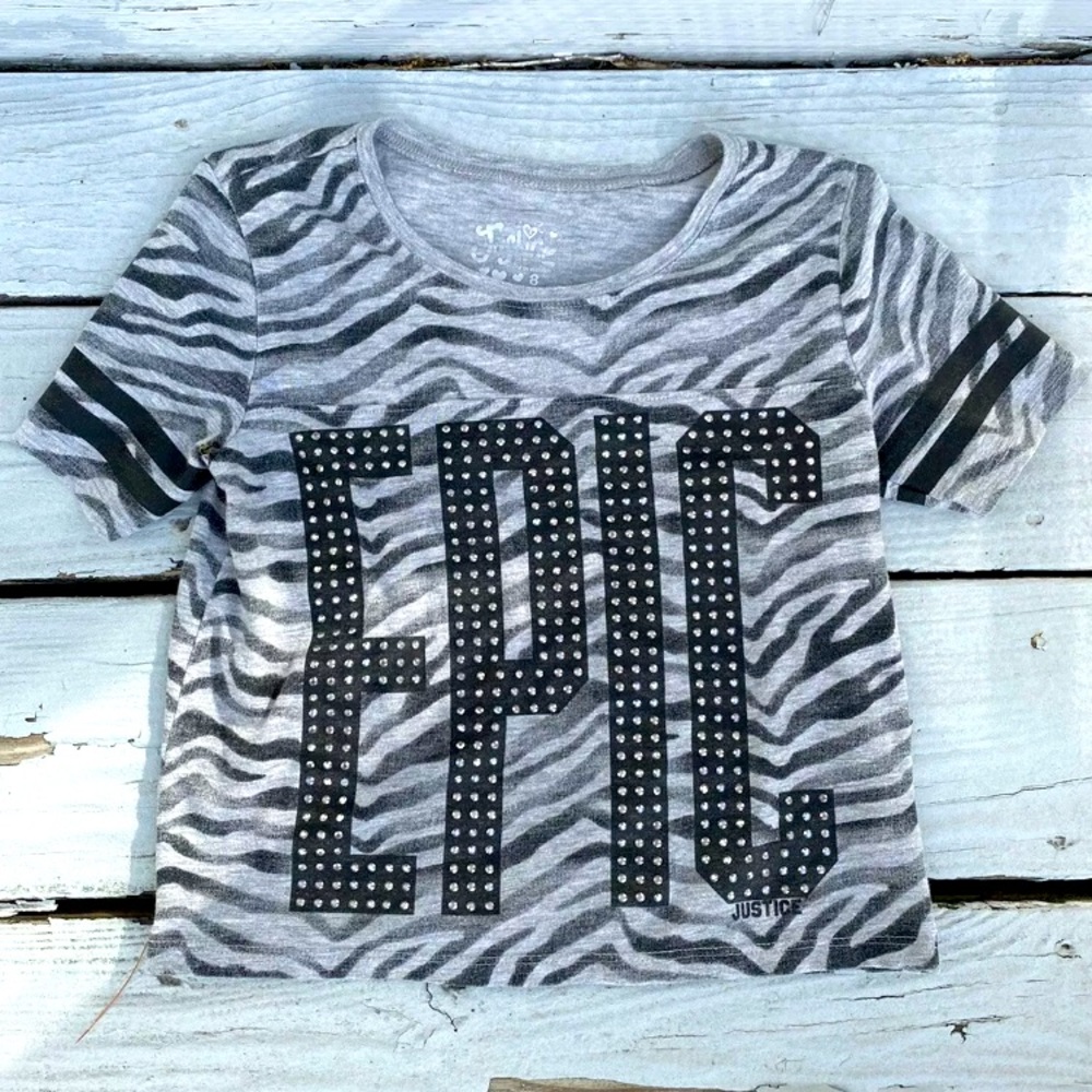 Justice Epic Zebra bling crop top